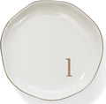 HOME SMILE Initials Ring Dsih Jewery Tray with Personalized L-Monogrammed Engagement Wedding Gifts for Friends,Sister,Birthday Christmas Gifts for Women,Ceramic White
