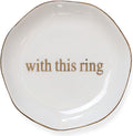 Engagement Wedding Ring Dish-With This Ring Jewelry Dish Tray-Gifts for Bride, Bride to be, Newlyweds, Ceramic White