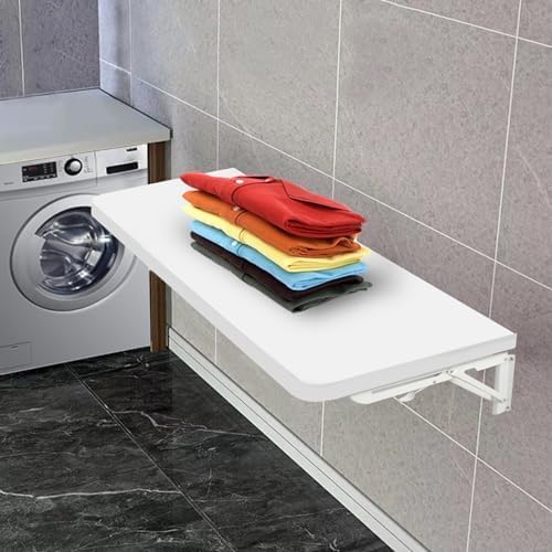 Laundry Room Wall Mounted Folding Table, Kitchen Restaurant Home Bar Work Table, All Aluminum Countertop, Waterproof Easy to Install and Clean (100X50cm/39.4"×19.7")…
