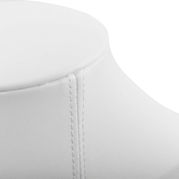 Oirlv White Leather Jewelry Bust Necklace Display Stand Trade Show Jewelry Holder (H:13.38")