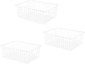 Freezer Organizer Bins - 3 Pack Stand Up Freezer Baskets for 16，17，21 cu.ft Upright Freezer, Wire Storage Baskets with Built-in Handles, Easy to Access Frozen Food Allow Air Circulation, White