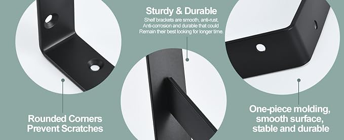 12 Pack L20 x H 12" Black Heavy Duty Shelf Brackets with Screws Metal Shelf Brackets Shelf Support Angle Brackets for Shelves L Brackets Heavy Duty Floating Shelf