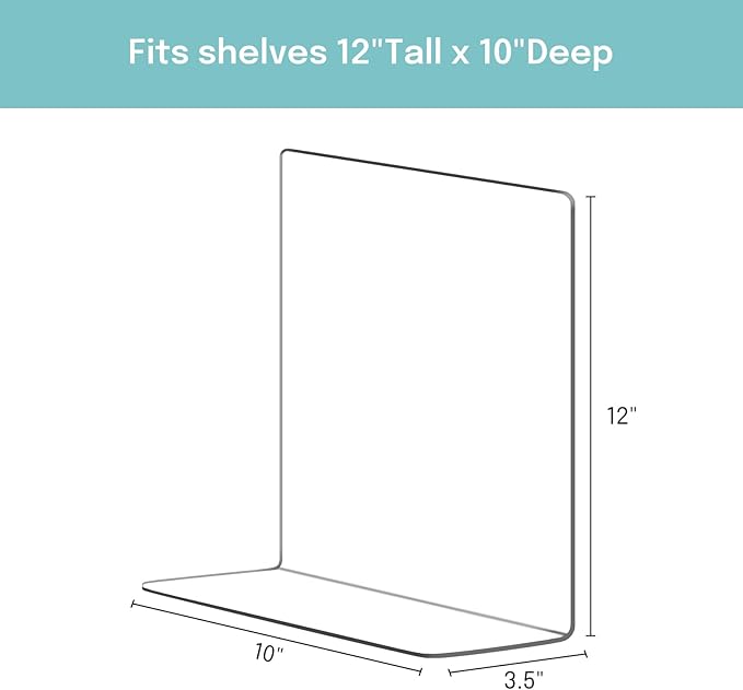 OKPOW Acrylic Shelf Dividers for Closet Organization: 12" Tall x 10" Deep Durable Clear Shelves Separators for Clothing Adjustable 12 Pack