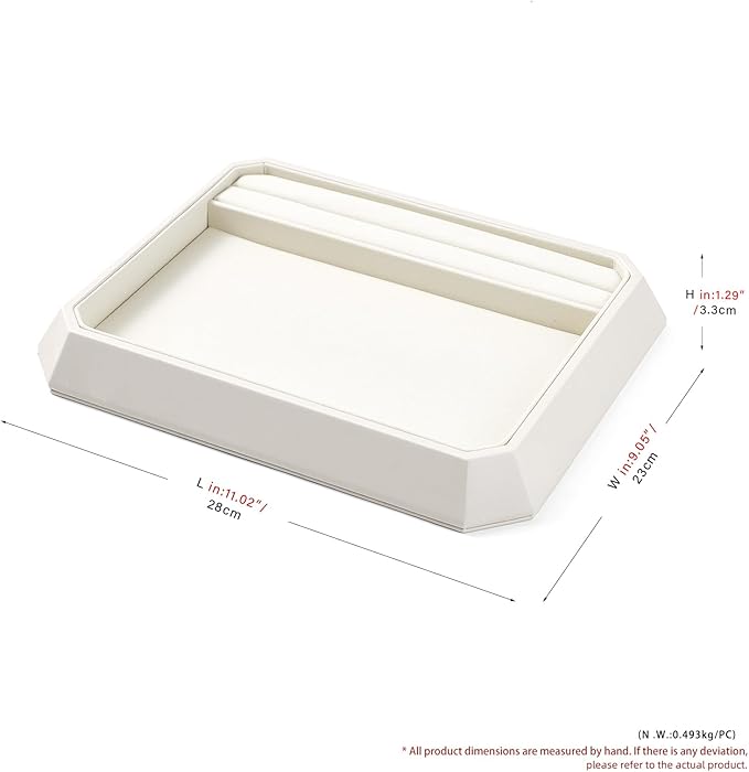 PU Leather Jewelry Display Tray Stackable Jewelry Tray Flat Organizer for Ring Necklace Trade showcase(Beige)