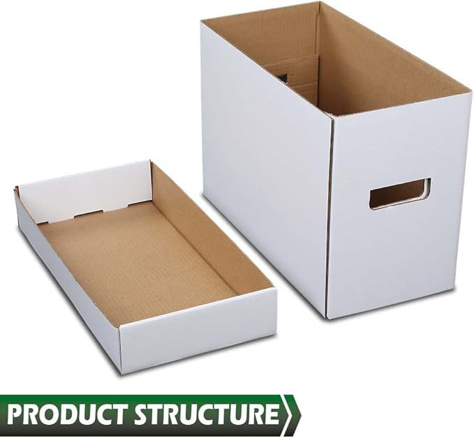 GRAND ORANGE 5 Pack Comic Book Storage Boxes, Holds 150-175 Comics Moistureproof Comic Box Collapsible and Stackable Comic Short Box, White