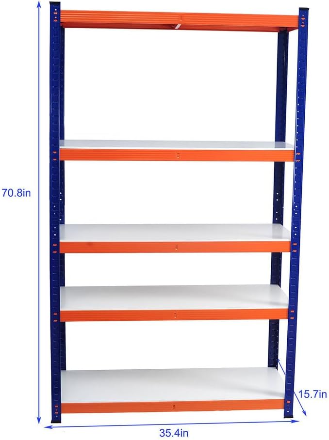 Heavy Duty Garage Storage Shelves, 5-Tier Adjustable Metal Shelving Unit, 3000 lbs Capacity Steel Rack Organizer for Garage, Basement, Pantry, Kitchen, Laundry, Office – 71" Height