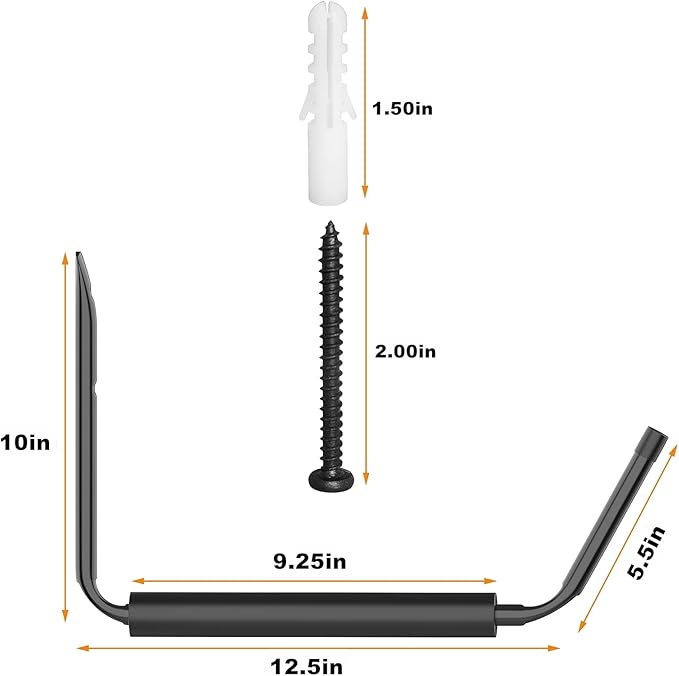 WALMANN Lightweight Kayak Storage Rack, Wall Mount Kayak Hooks for Garage Utility Storage Hangers for Canoe, Surfboard, Skiis, Snowboard, Paddle Board, Ladders