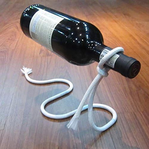Magic Rope Wine Rack, Creative Metal Chain Suspension Floating Illusion Wine Rack Bottle,Magic Novelty Single Red Wine Bottle Stand for Bar&Home Decoration (White)