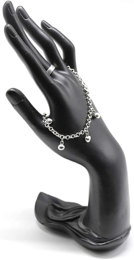 Resin Lotus Flower Ring and Bracelet Artcraft Hand Display Rack(Lotus Hand Model,Black)