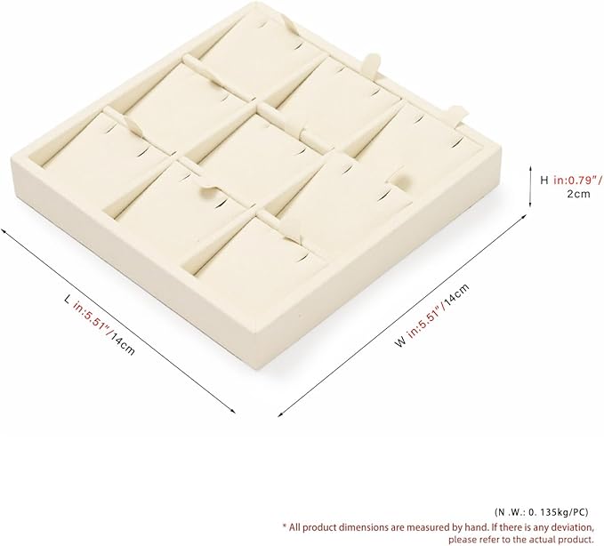 Oirlv Microfiber 9 Slots Jewelry Pendant Display Tray Jewelry Necklace Organizer Display Tray(Beige)