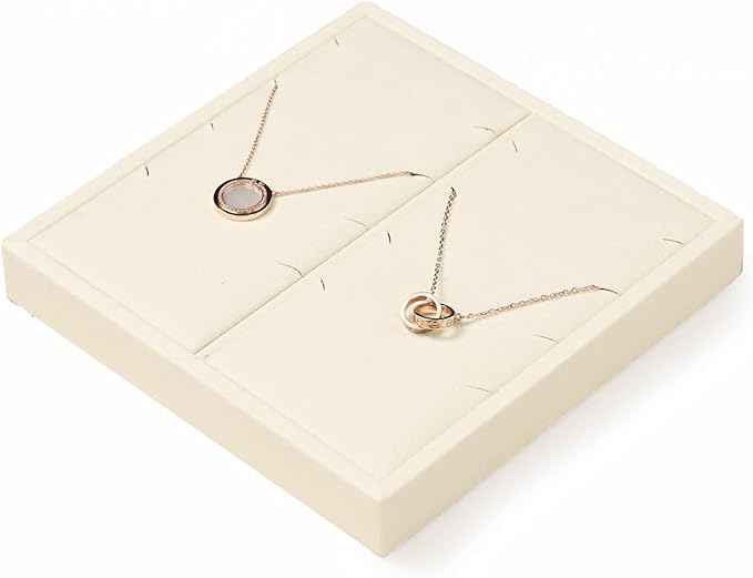 Oirlv Microfiber Jewelry Pendant Display Tray Jewelry Necklace Organizer Display Tray(Beige)
