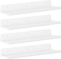 Lifewit Floating Shelves for Wall, 4 Pack White Acrylic Shelf 15" Room Decor for Bookcase/Vinyl Record Display/Photo/Picture in Bedroom, Living Room, Bathroom, Kitchen Storage and Organization