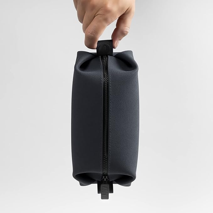 TOOLETRIES The Koby Lite Dopp Kit - Silicone Toiletry Organizer, Bathroom Travel Bag - Heavy-Duty Zipper, Leak Resistance, Easy to Clean - 9" x 4" x 4" - Charcoal