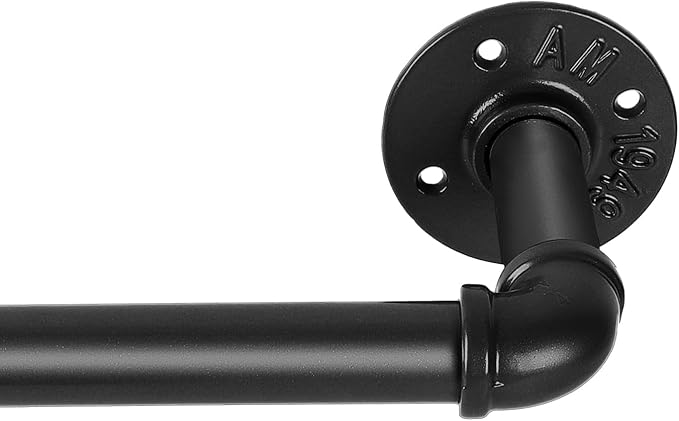 1-inch Black Curtain Rod, 32-168 inch, Industrial Duct Rod, Indoor/Outdoor, Ceiling/Wall Mount, 30 lbs Max Weight