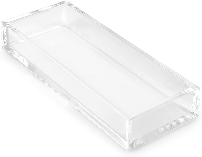 Huang Acrylic Clear Hand Towel Tray 11"x4" (10.5"x3.5" Internal) | for Bathrooms, Kitchens, Hosting, Picnics, Parties | Long Lasting Premium Acrylic Construction