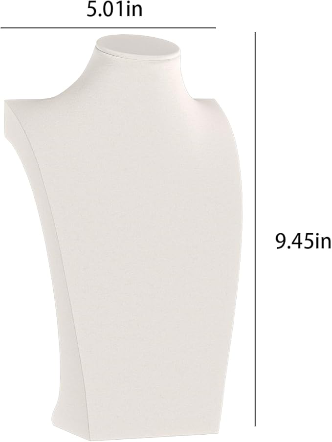 Necklace Bust Display Stand, Necklace Holder, Pendant Chain Necklace Organizer for Women (Beige Velvet, S 1PCS)