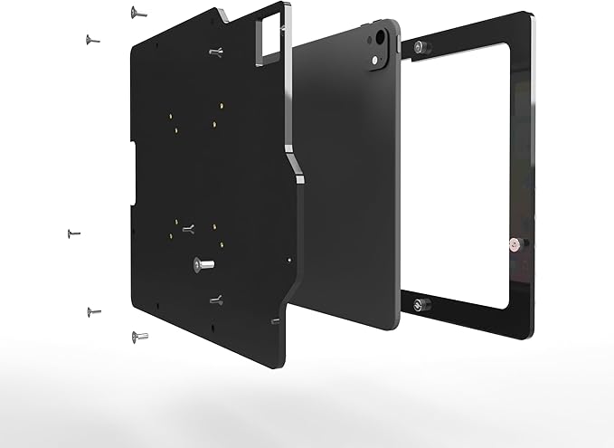 TABcare Anti-Theft Acrylic VESA Enclosure for Apple iPad Pro 13" 2024 M4 2025 M5 with Free Wall Mount Kit & 90-Degree Angle USB C Cable (White)