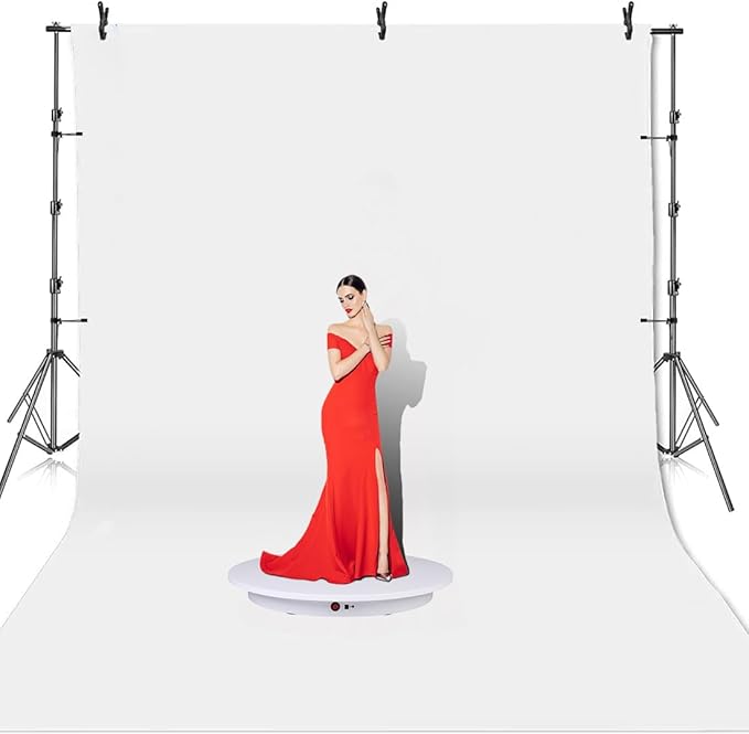 JAYEGT Motorized Rotating Display Stand ,330 Lbs Load ，360 Degree Electric Rotating Photography Turntable For Products Display，Video Show, Outdoor Show，Remote Control+5 Colors Backgrounds(White / 16.5inch / Rechargeable)