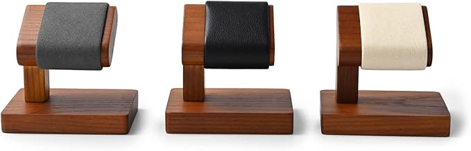 Oirlv Solid Wood Single Watch Display Stand Showcase Bracelet Bangle Jewelry Display Holder Wristwatch Holder for Men or Women(Creamy-white)