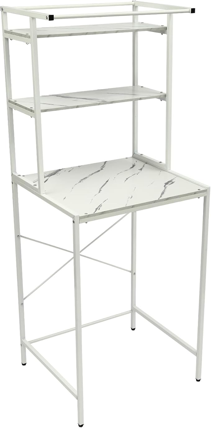 Over Washer and Dryer Shelves,Dryer Storage Shelf,3 Tiers Laundry Room Storage and Organizer Standing Shelf,Height Adjustable Laundry Room Shelves, Load-bearing Capacity 22lbs (White 3 Tiers)