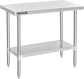 DuraSteel 30x48 Stainless Steel Work Table - NSF Commercial Prep Metal Table - Outdoor Pizza Oven Stand w/Under Shelf - Kitchen Island Laundry Utility Garage Microwave Stand Large Rolling Storage Cart