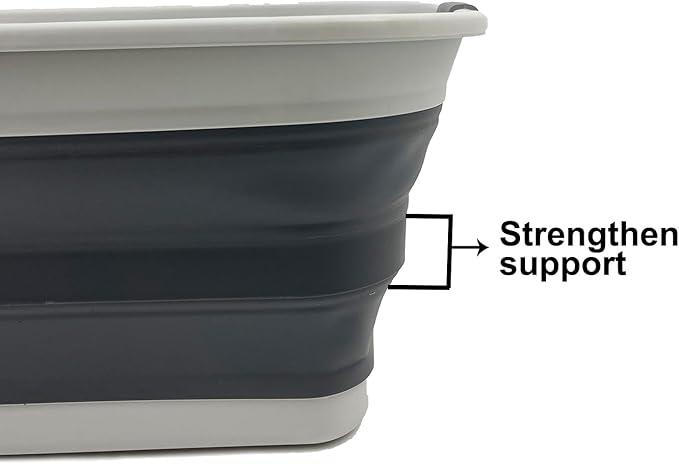 SAMMART 42L (11 Gallon) Collapsible Plastic Laundry Basket - Foldable Pop Up Storage Container/Organizer - Portable Washing Tub - Space Saving Hamper/Basket (1, Grey/Steel Grey)