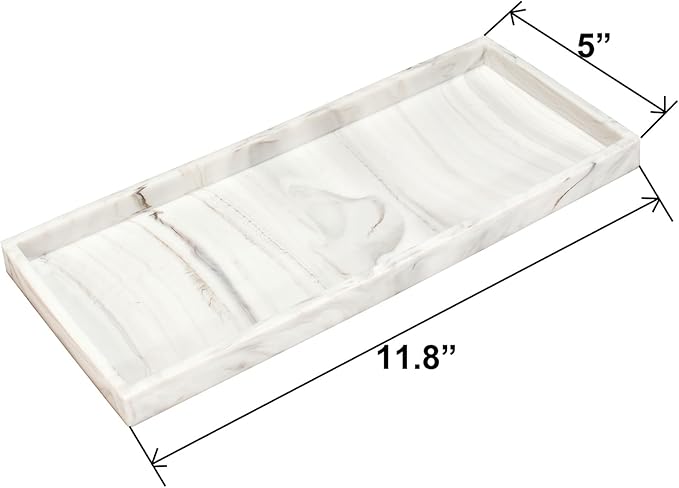 DNC Silicone Bathroom Vanity Tray for Counter, 11.8" Kitchen Sink Soap Tray for Dish Holder Dispenser Countertop Toilet Tank Decor Organizer