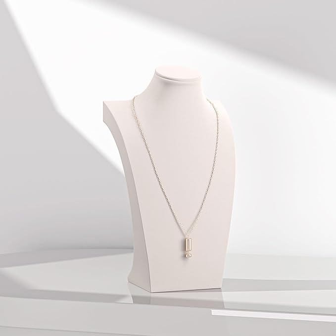 Necklace Bust Display Stand, Necklace Holder, Pendant Chain Necklace Organizer for Women (Beige Velvet, S 1PCS)