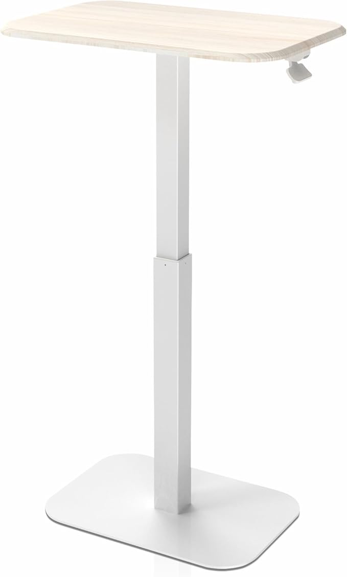 Elevance Height Adjustable Side Table, Versatile Accent for Home or Office, Effortless Adjustable Height with Precision Engineering for Superior Stability (White Base Washed Oak Top)