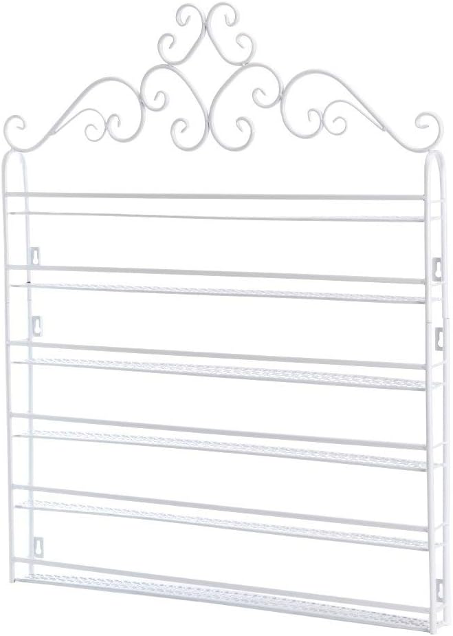 DAZONE Nail Polish Holder - 6 Tier Metal Rack, Wall Mount Organizer Holds 120 Bottles, White Shelf