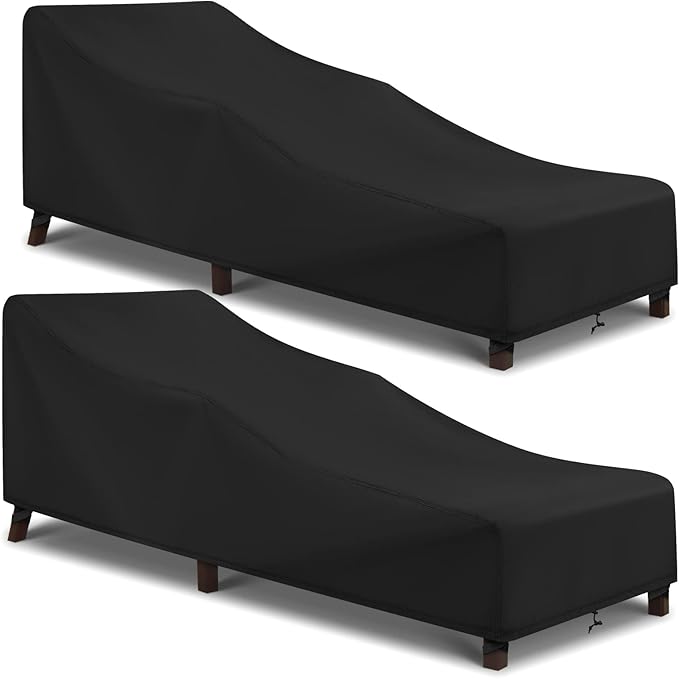 Arcedo Outdoor Chaise Lounge Chair Cover 2 Pack, Waterproof Patio Furniture Cover for Outside Pool Beach, All Weather Protection Outdoorlines, 68" x 30" x 26" H, Black