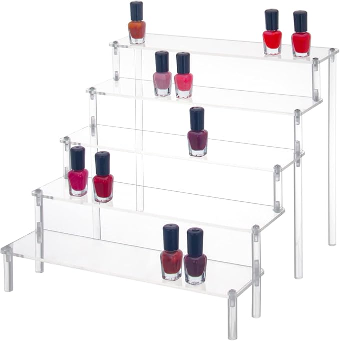 DIWNELEM 5 Tier Acrylic Risers - Acrylic Display Stands for Countertop Organizer, Collections and Cosmetics (11.6 * 11.8 * 9.6 inch)