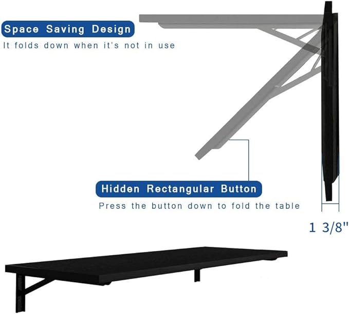 Need Small Fold Down Table Wall Mounted Heavy Duty Small Folding Wall Table Length 30 inches Width 20 inches Perfect Addition to Laundry Room/Home Bar/Kitchen & Dining Room AC15DW(7650)