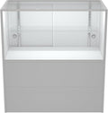 WISDOMFUR 48” Display Showcase with LED Lighting – White Melamine Finish, Adjustable Glass Shelf, Locking Sliding Doors – 4ft Retail Display Cabinet for Stores & Exhibits