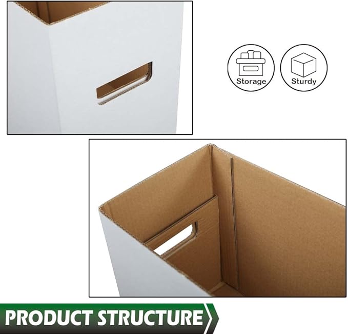 GRAND ORANGE 5 Pack Comic Book Storage Boxes, Holds 150-175 Comics Moistureproof Comic Box Collapsible and Stackable Comic Short Box, White