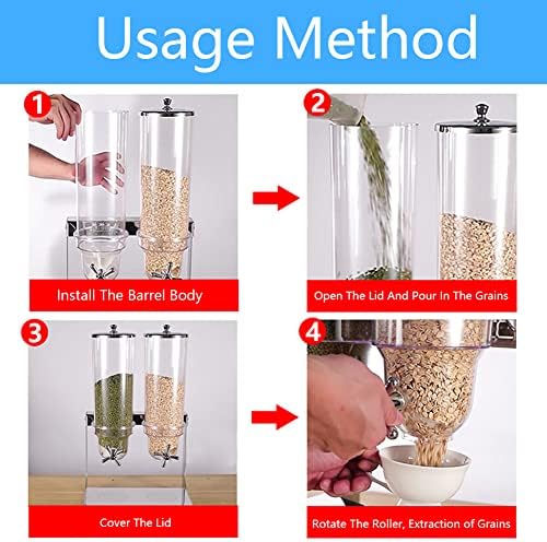 Triple Countertop Cereal Dispenser with Stainless Steel Base, 10.5L Dry Food Dispenser Cereal Containers Storage Dispenser Snack Organizer for Kitchen Or Pantry,N
