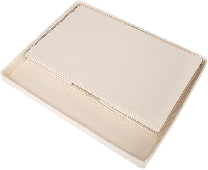 Foldable Storage Bins with Lids Cotton Canvas Rectangular Storage Box Ideal for Organization Lightweight and Durable (L)