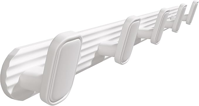Coat Rack Wall Mount White, 5 Hooks Rack Metal Coat Hanger Wall for Hanging Hat Purse and Robes, Towel Hook for Bathrooms and Entryway (1 Pack)