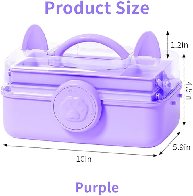Bow Knot Hair Accessories Organizer Box - Cute Dust Proof Childrens Jewelry Storage Box, 3 Layers Plastic Storage Box for Clips, Headbands, Bands, Jewelry, etc