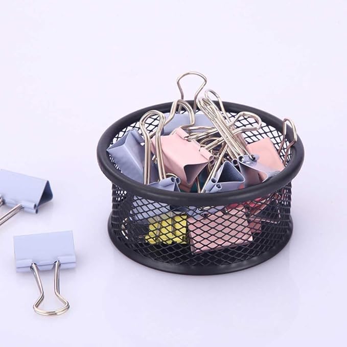 1Pc Black Metal Paper Clip Holder Mesh Paperclip Bowl Binder Clip Dispenser Desk Bobby Pin Container Organizer for Home Office Classroom School,Paper Clip Holders,Desk Supplies Holders and Dispensers