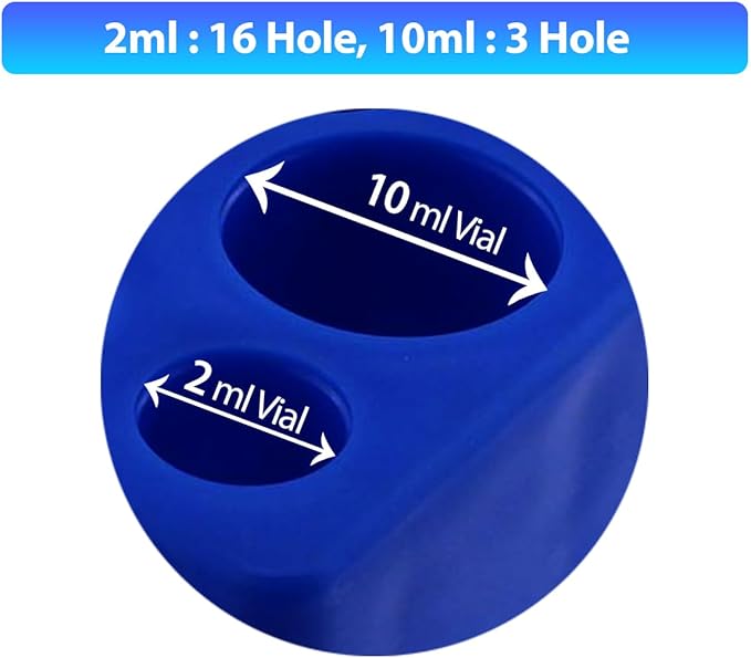 Vial Holder for Refrigerator Use | Home Vial Organizer Tray for Peptide– 5"x5"x0.75", Lightweight (8g) (Blue)