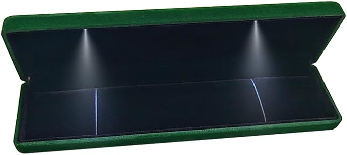 GBYAN Velvet Chain Necklace Box with LED Light, Long Bracelet Storage Case, Jewelry Display Gift Box for Engagement, Anniversary,Wedding and Birthday,Emerald Green