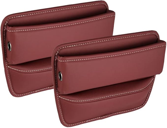 Riloer Car Organizers for Gap Leather Waterproof Car Seat Gap Fillers for Cars, Suvs, Trucks, Front Seat Gap Fillers for Phones, Keys, Cards, Glasses, Brown