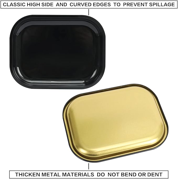 HOKirin Metal Tray with Soft Magnetic Lid,Metal Small Tray with Spill Proof Cover,Cute Black Blank Decorative Tray,Perfect for Home and On-The-Go,7” x 5.5” x 0.6“