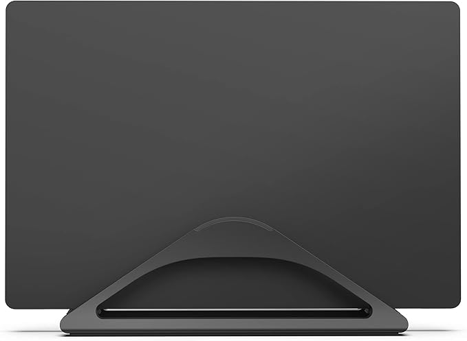 HumanCentric Vertical Laptop Stand for Desks in Matte Black, Upright Adjustable Holder to Dock Apple MacBook, MacBook Pro, and Other Laptops to Organize Work & Home Office, Automatic Grip
