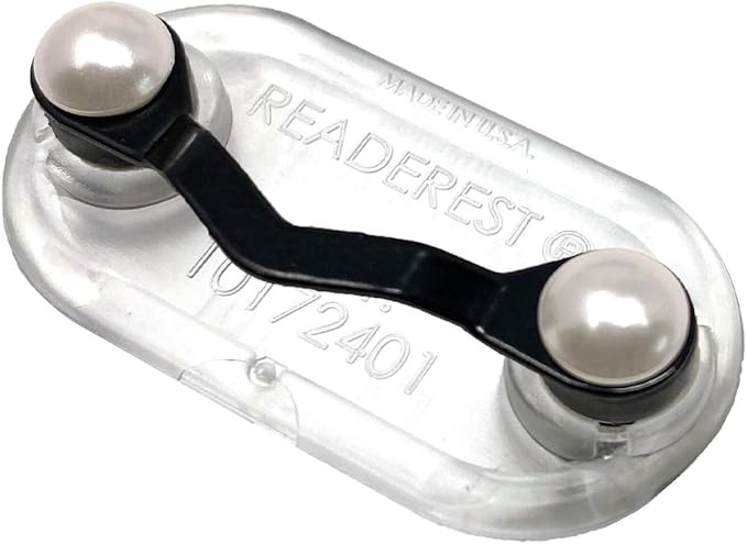 Readerest Magnetic Glasses Holder, Eyewear Clip to Hold Readers, Sunglasses & Safety Glasses, Eyeglass Clip for Shirt, Conference Badge Holder, USA Made (Black + Pearls)