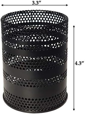Metal Hook Wall Mounted Pen Pencil Holder, Office Desk Organizer with Hook for Hanging on Wire Mesh Wall Grid Panel (Black, Mid)