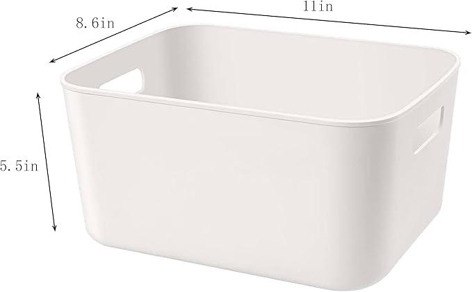Plastic Storage Bins,Versatile Kitchen Pantry Organization and Storage,for Plastic Storage Container Under Bed,Under Sink Bathroom Organizer (1 Pack Medium, White)