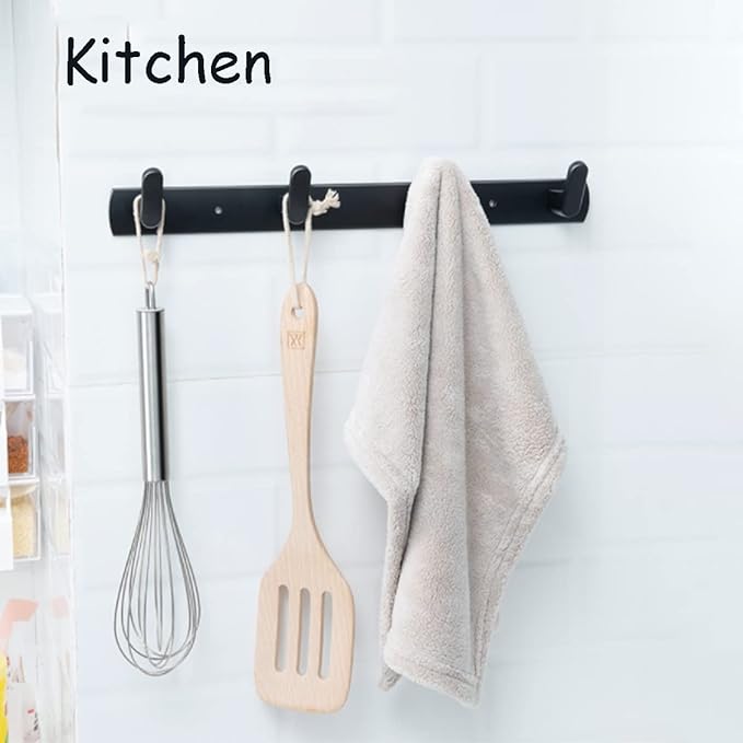 Gxfctys Coat Rack Wall Mount, Modern Wall Hooks for Hanging Coat Clothes Hats Bags with 4 Hooks, Space Aluminum Black Towel Rack for Kitchen Entryway Bathroom Bedroom (4 Hooks, 2pcs, Style 1)