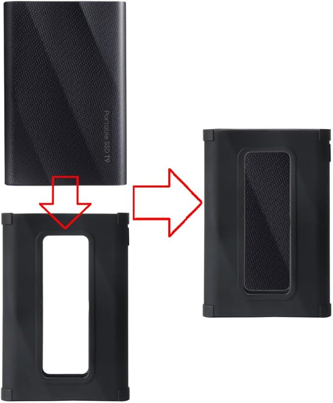 Hermitshell Silicone Carrying Case Replacement for Samsung T9 Portable SSD 2TB / 4TB / 1TB (Black, Silicone Case)